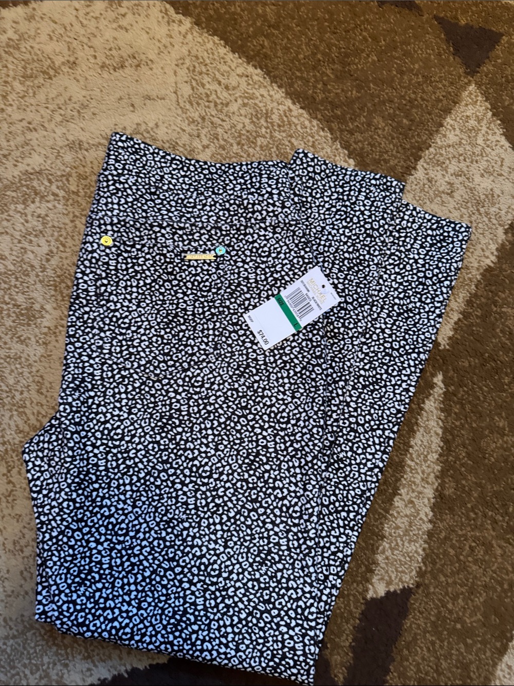 Michael Kors Black and White Leopard Print Leggings